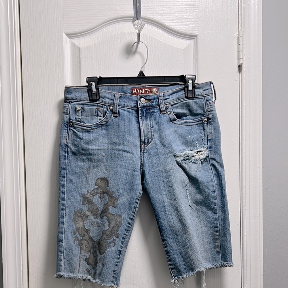Vintage Denim Shorts with Distressed Details